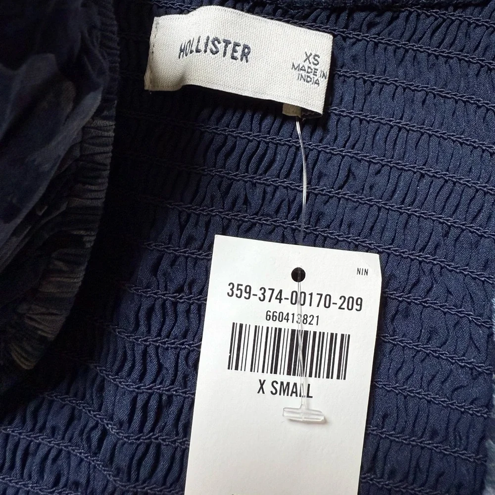 NWT hollister blue floral mini dress puff sleeves XS - Picture 4 of 4